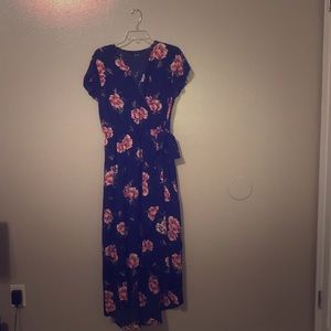 Navy blue floral high low